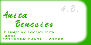 anita bencsics business card